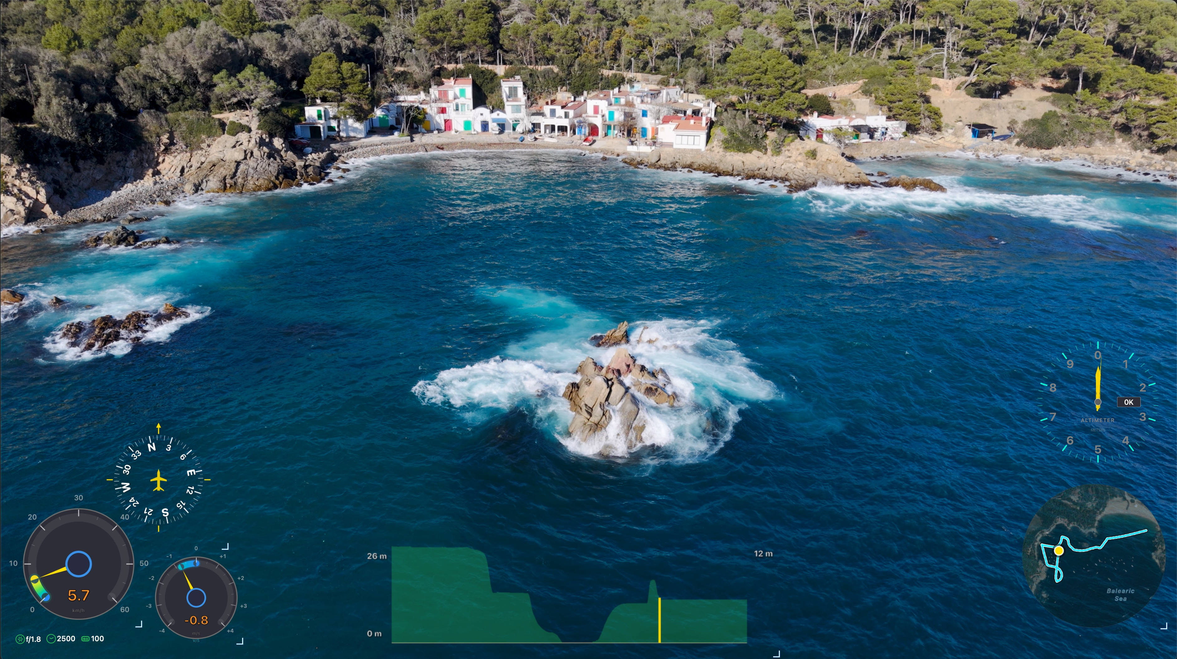 Drone footage with color correction LUT applied — vibrant blues and enhanced contrast