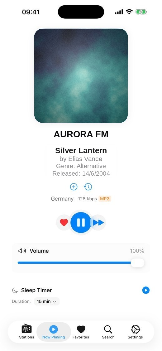 StreamDab on iPhone — Now Playing screen