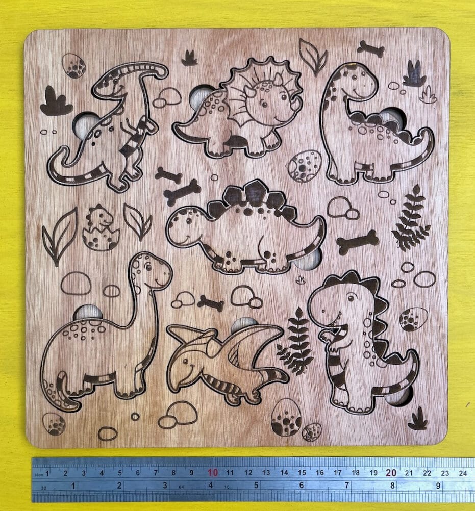 Dinosaurus Puzzel – Houten Puzzel Kind, Handgemaakt 1 Houten puzzel dinosaurus - handgemaakt educatief kindercadeau